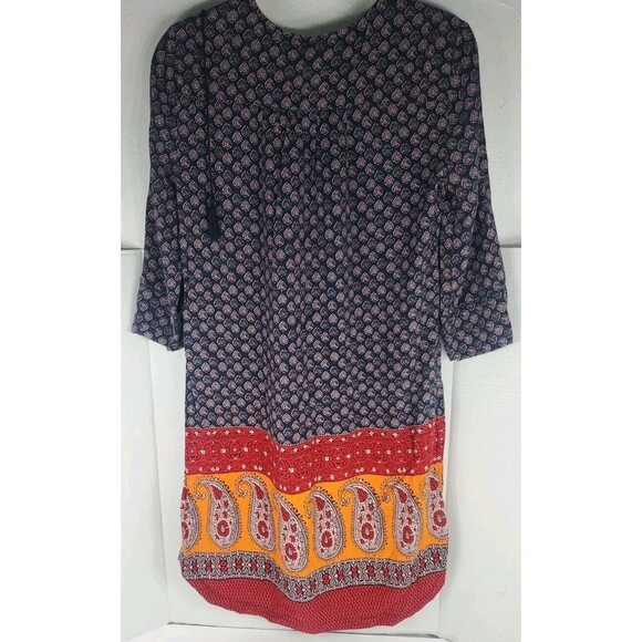 Beach Lunch Lounge Midi Smocked Tunic Dress Paisley Light Vicose XS Boho Chic‎ - Picture 2 of 8